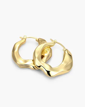 Women's Hammered Hoop Earrings - Gold
