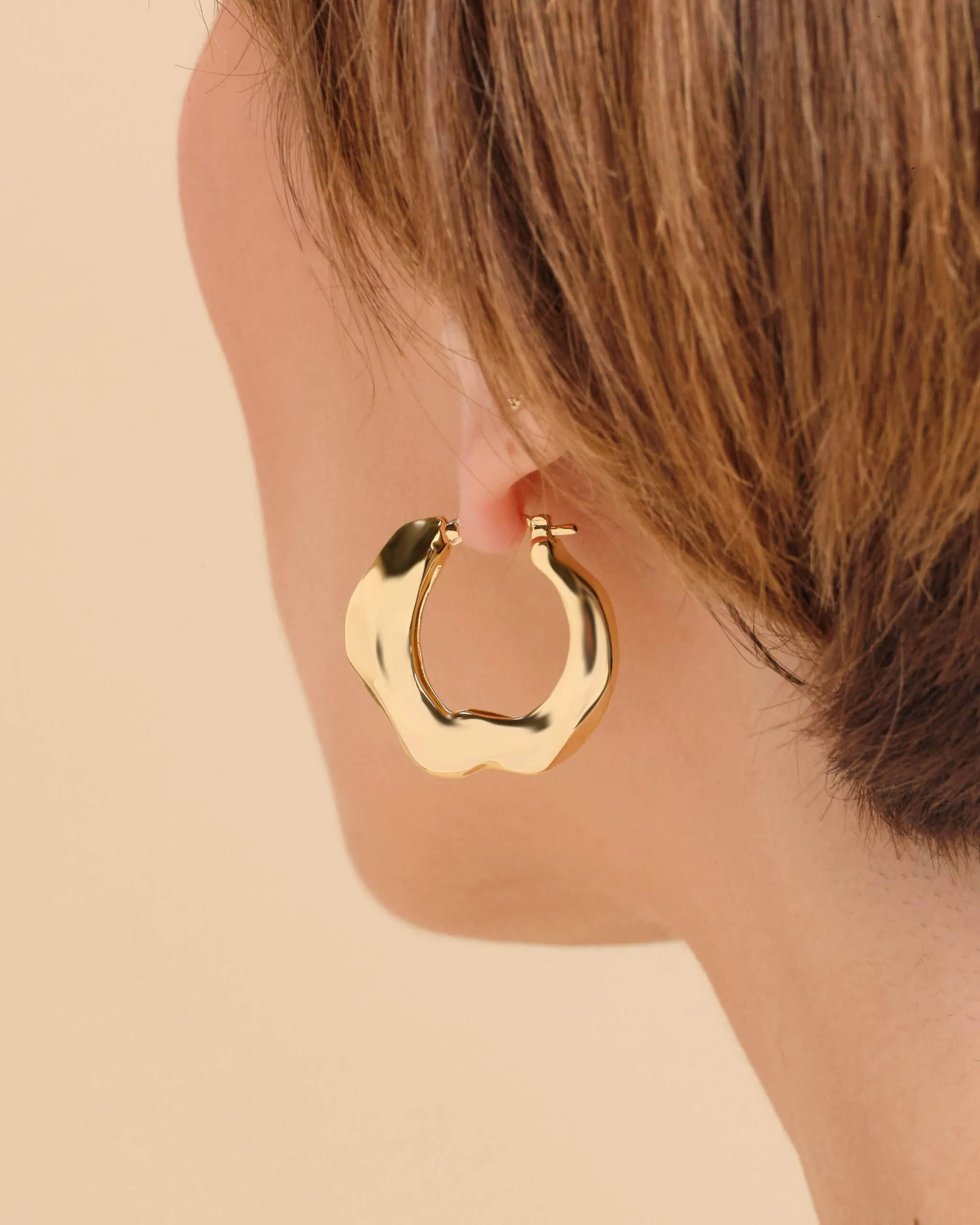 Women's Hammered Hoop Earrings - Gold