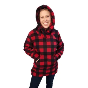 WOMEN'S HOODED TUNIC BUFFALO CHECK RED