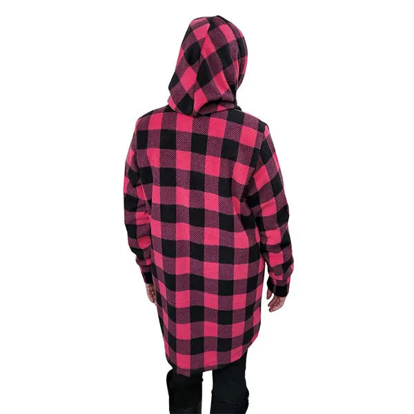 WOMEN'S HOODED TUNIC BUFFALO CHECK FUCHSIA