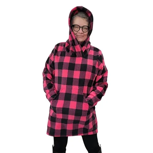 WOMEN'S HOODED TUNIC BUFFALO CHECK FUCHSIA
