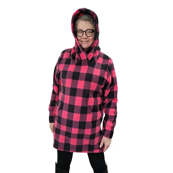 WOMEN'S HOODED TUNIC BUFFALO CHECK FUCHSIA