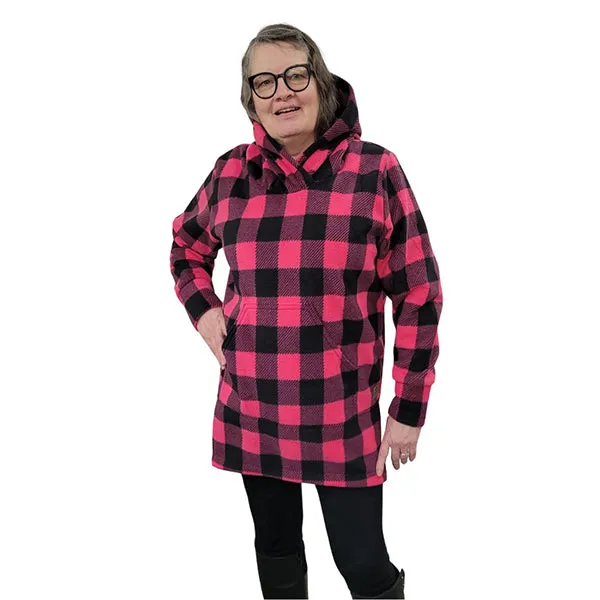 WOMEN'S HOODED TUNIC BUFFALO CHECK FUCHSIA