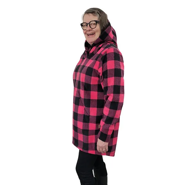 WOMEN'S HOODED TUNIC BUFFALO CHECK FUCHSIA