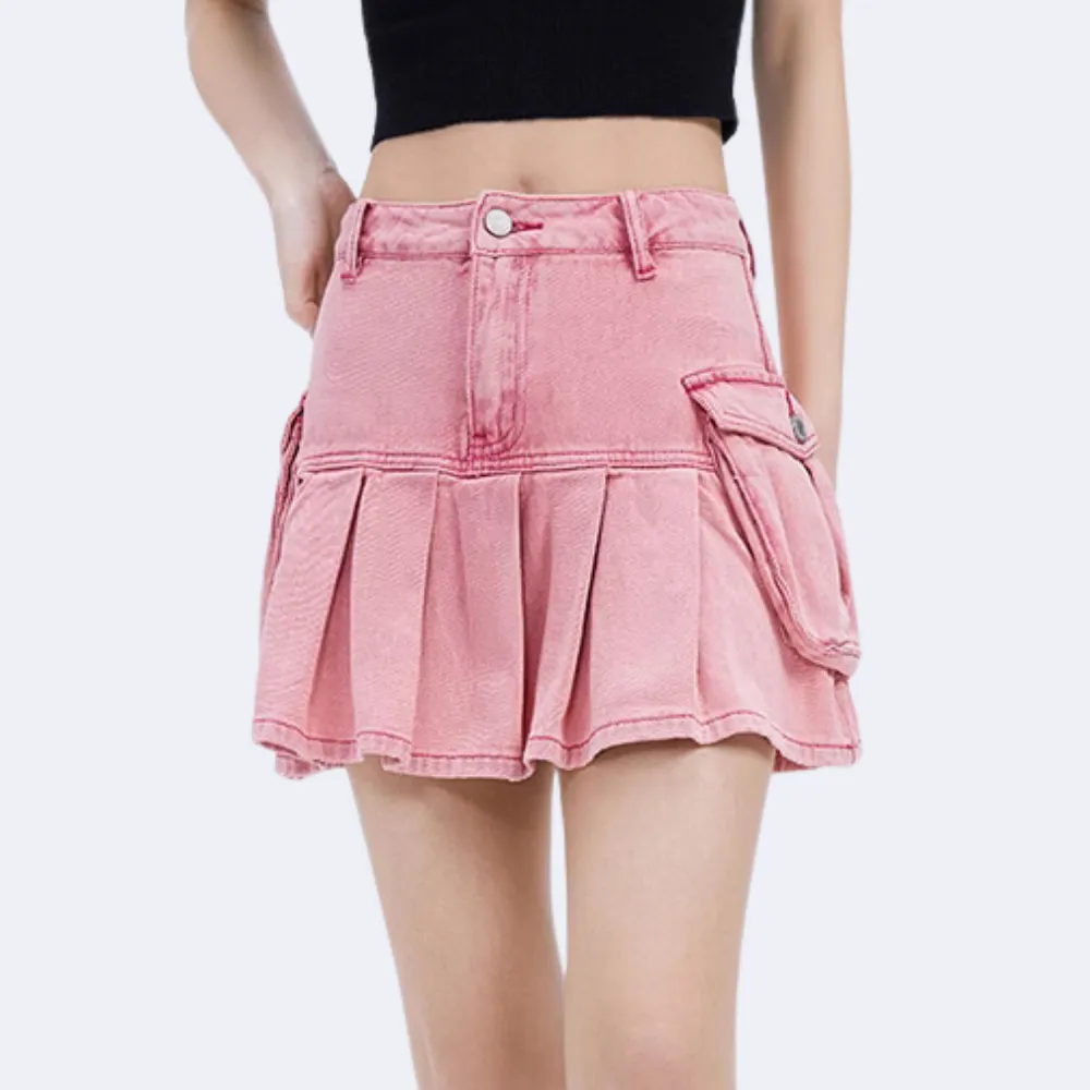 Women's Hot Girl Pink Denim Skirt