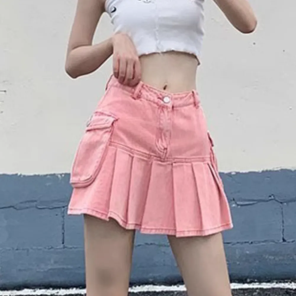 Women's Hot Girl Pink Denim Skirt