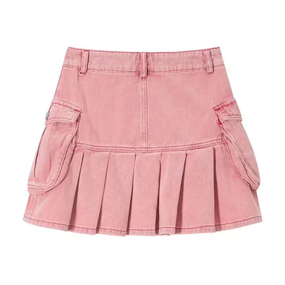 Women's Hot Girl Pink Denim Skirt