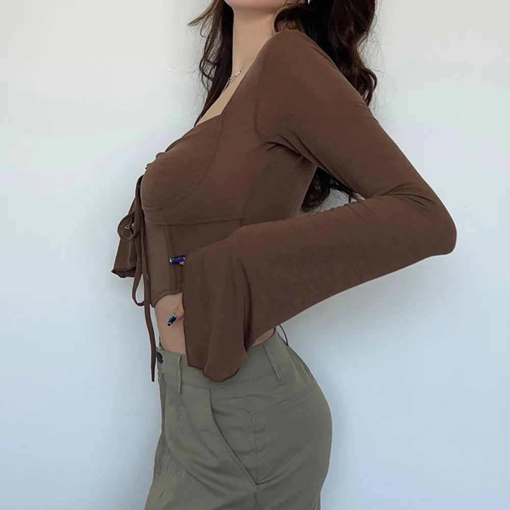 Women's Hot Girl V Neck Slim Long Sleeve