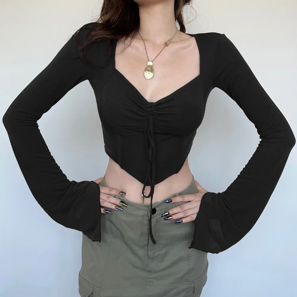 Women's Hot Girl V Neck Slim Long Sleeve