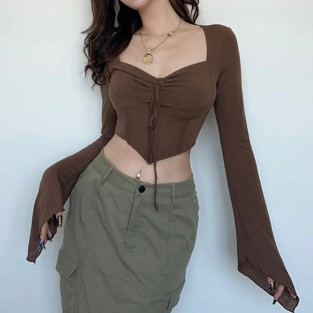 Women's Hot Girl V Neck Slim Long Sleeve