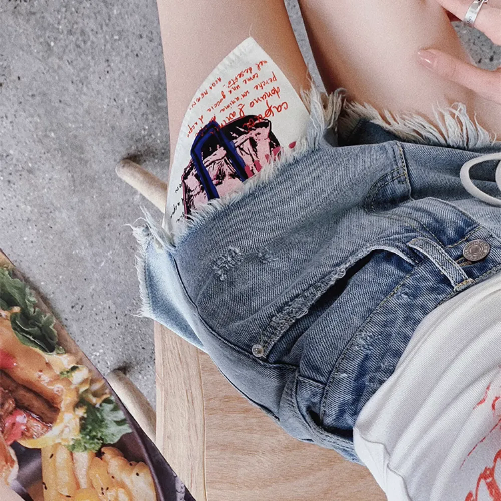 Women's Hot Girls Irregular Ripped Shorts