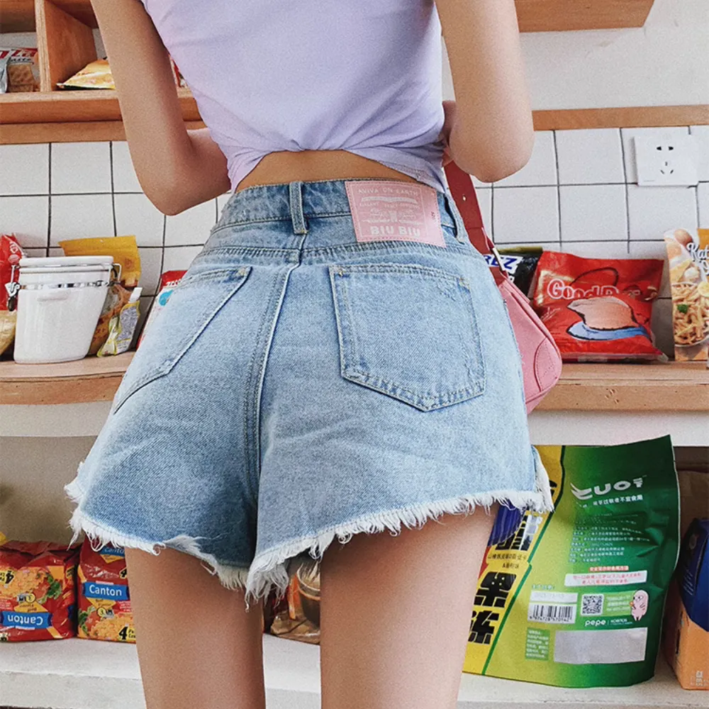 Women's Hot Girls Irregular Ripped Shorts