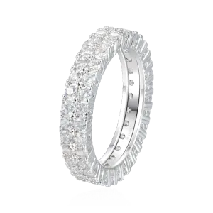 Women's Iced Double Row Tennis Ring - 4mm