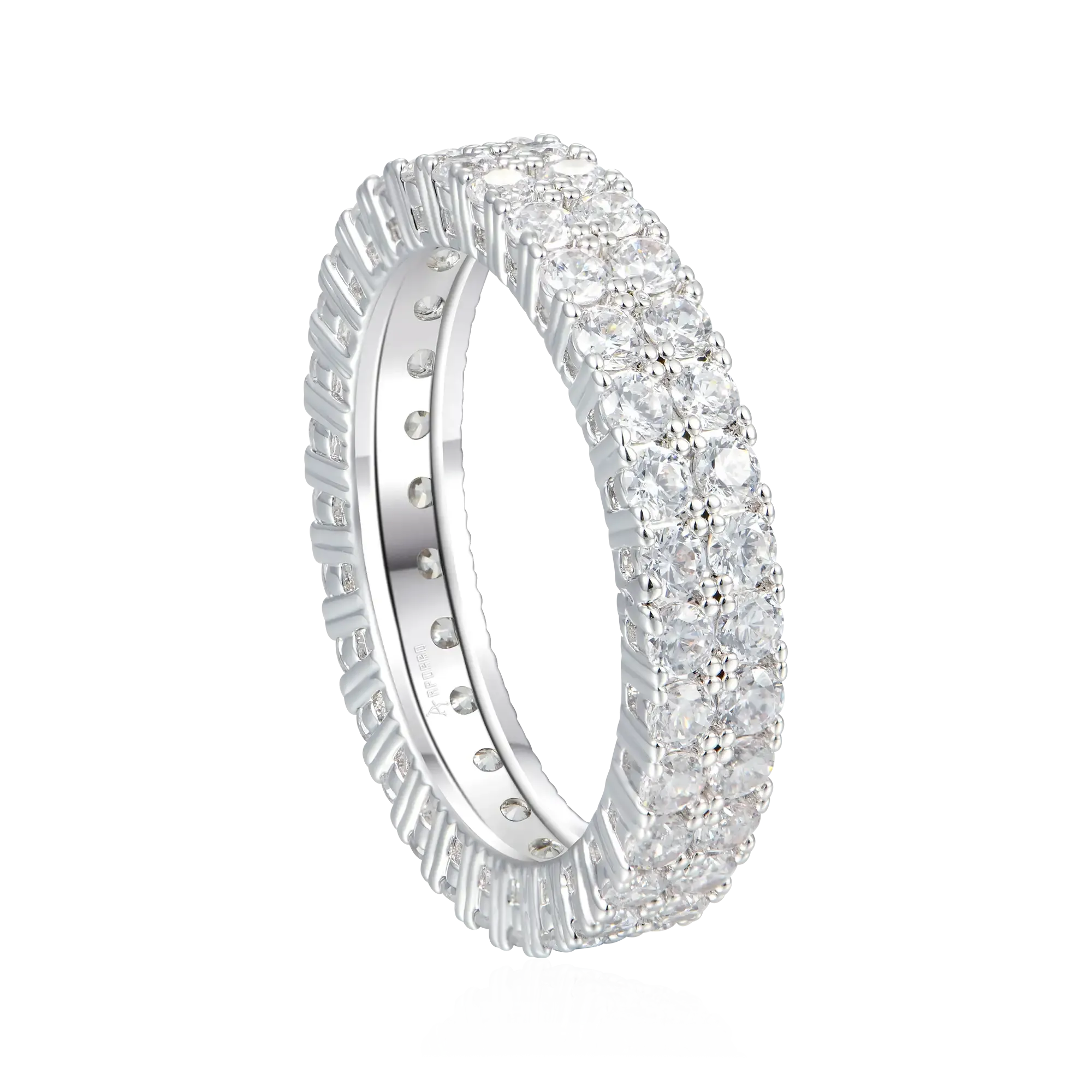Women's Iced Double Row Tennis Ring - 4mm