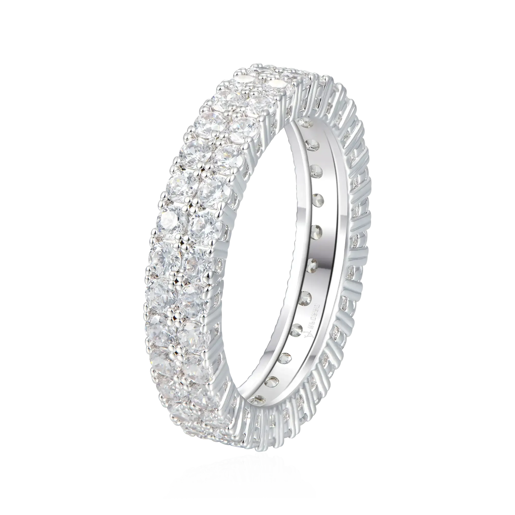 Women's Iced Double Row Tennis Ring - 4mm