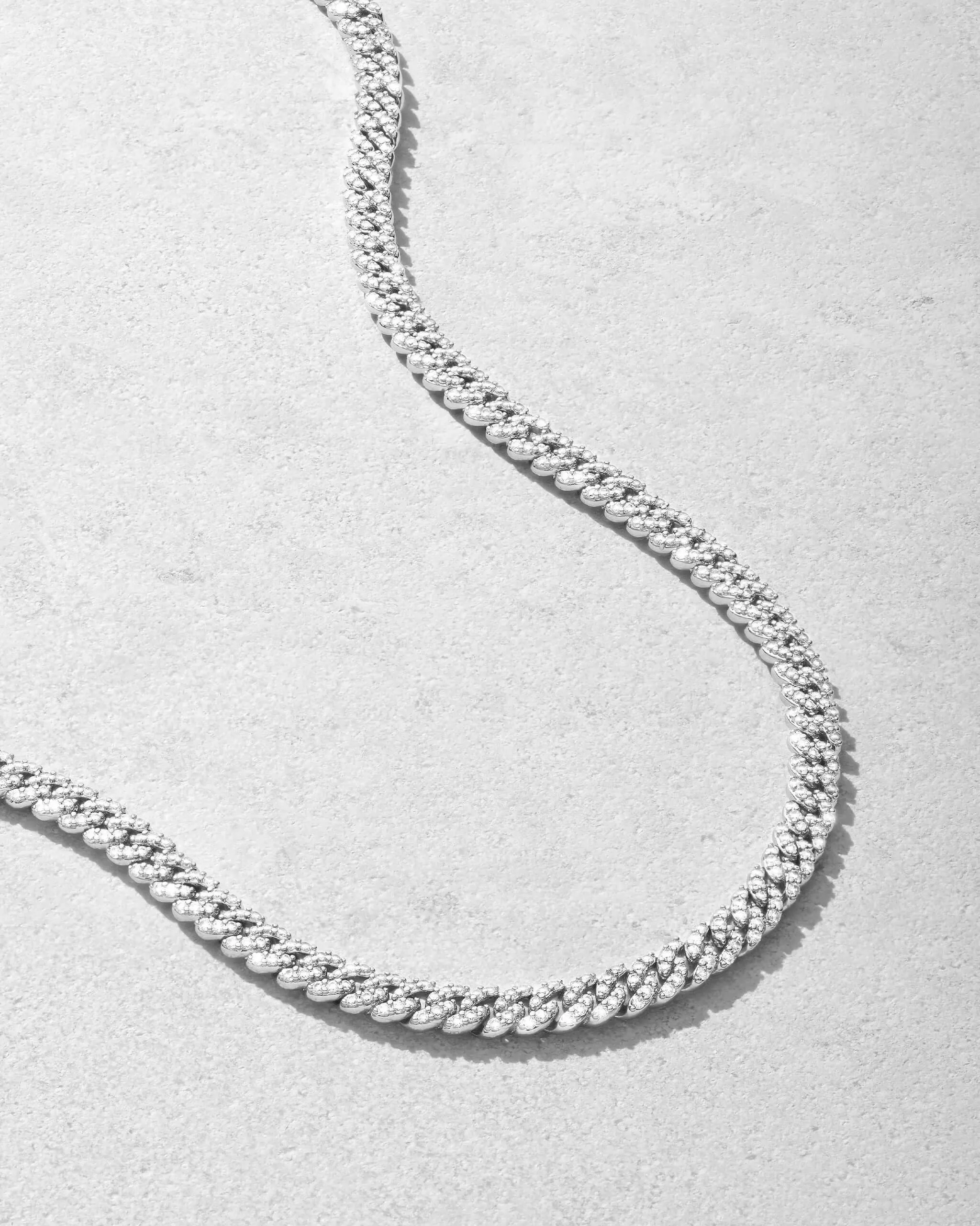 Women's Iced Out Cuban Link Chain - Silver