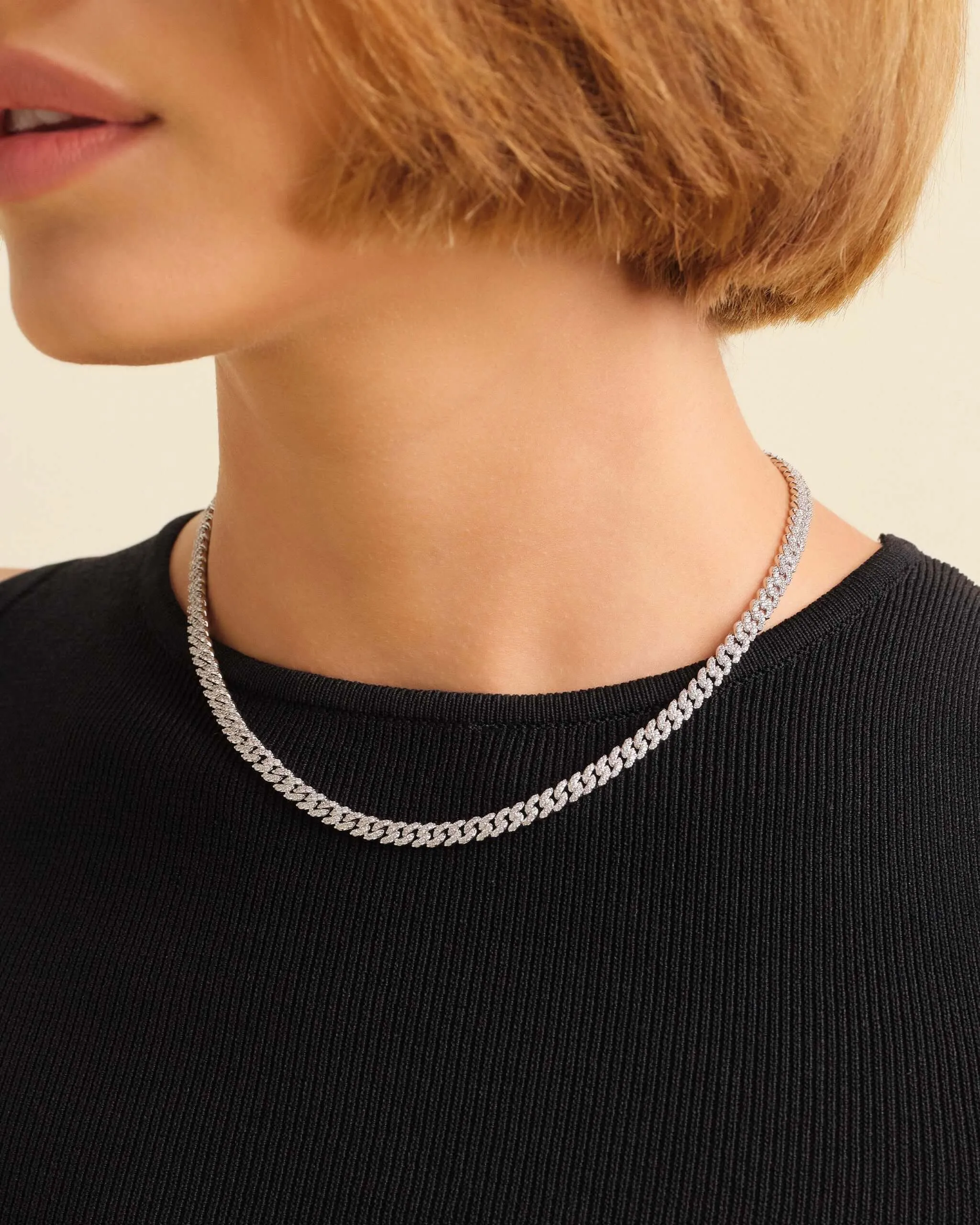Women's Iced Out Cuban Link Chain - Silver