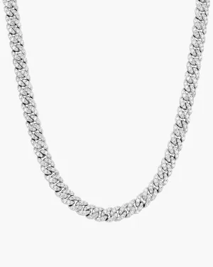 Women's Iced Out Cuban Link Chain - Silver