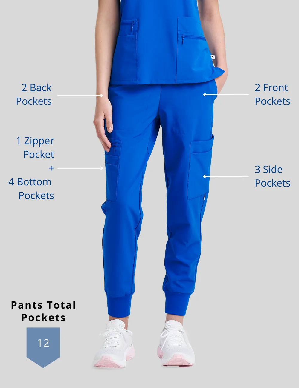 Womens Jogger Scrub Pants - Royal Blue