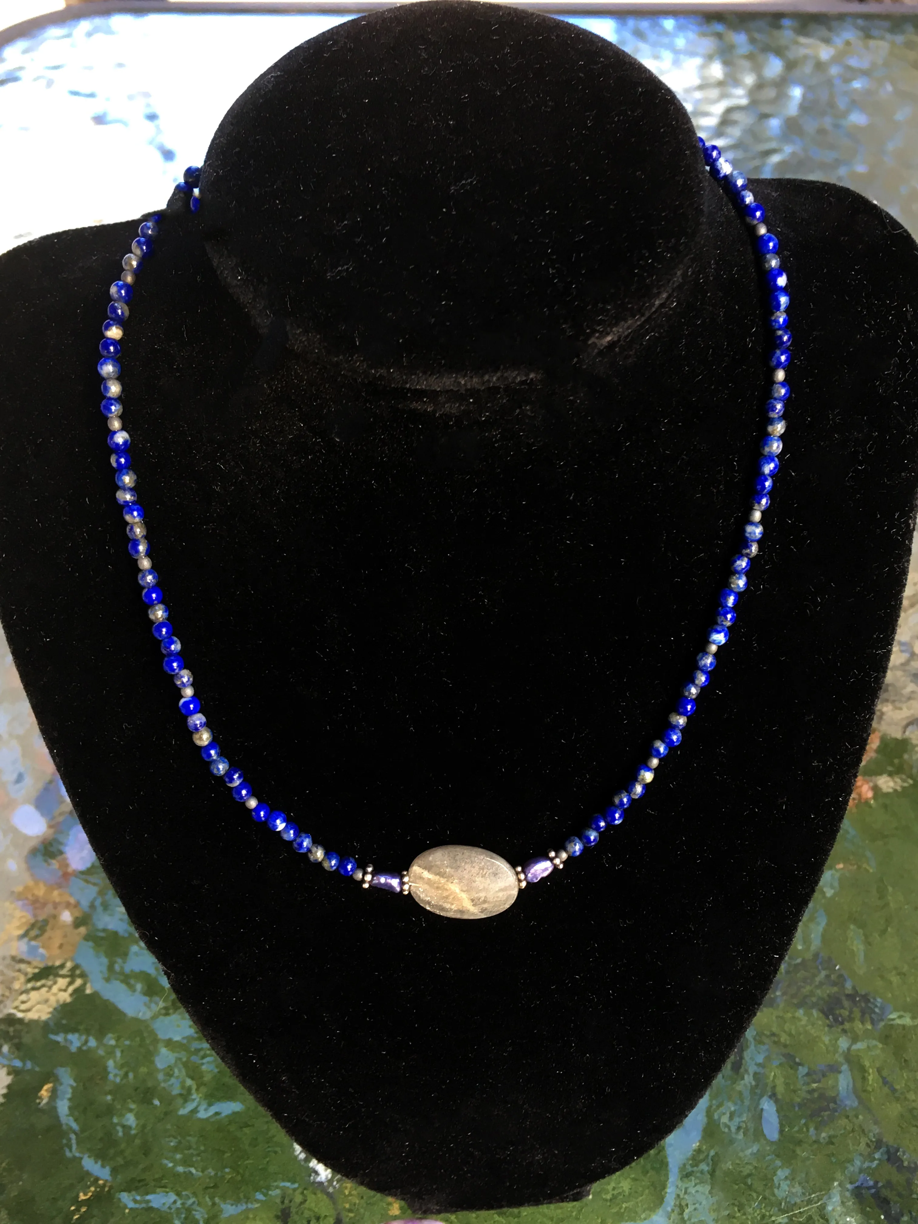 Women's Labradorite, Lapis Lazuli Gemstone Necklace