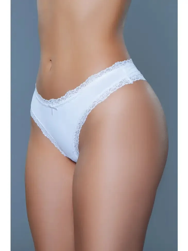 Women's Lace Trim Low Rise Mystic Print Design Bow Detail Thong (Pack of 3)