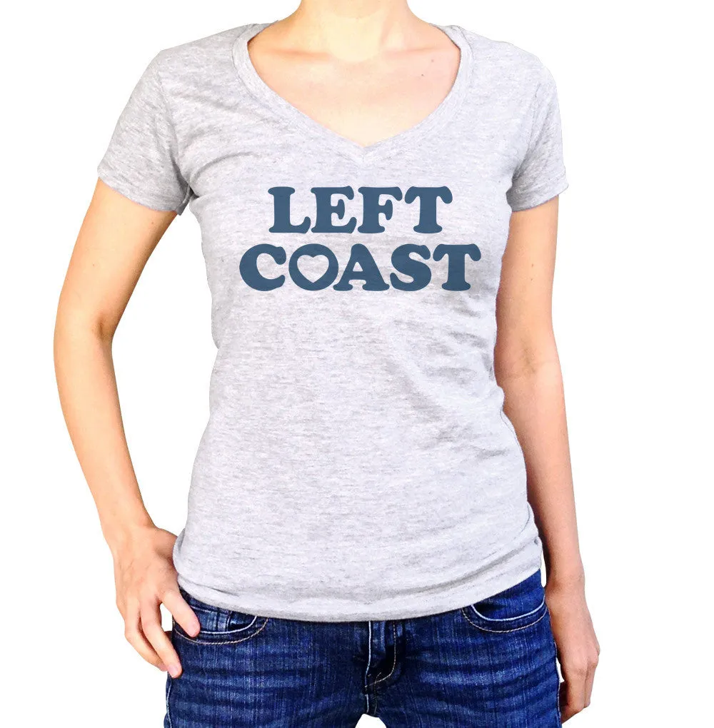 Women's Left Coast Vneck T-Shirt - California Oregon Washingon West Coast