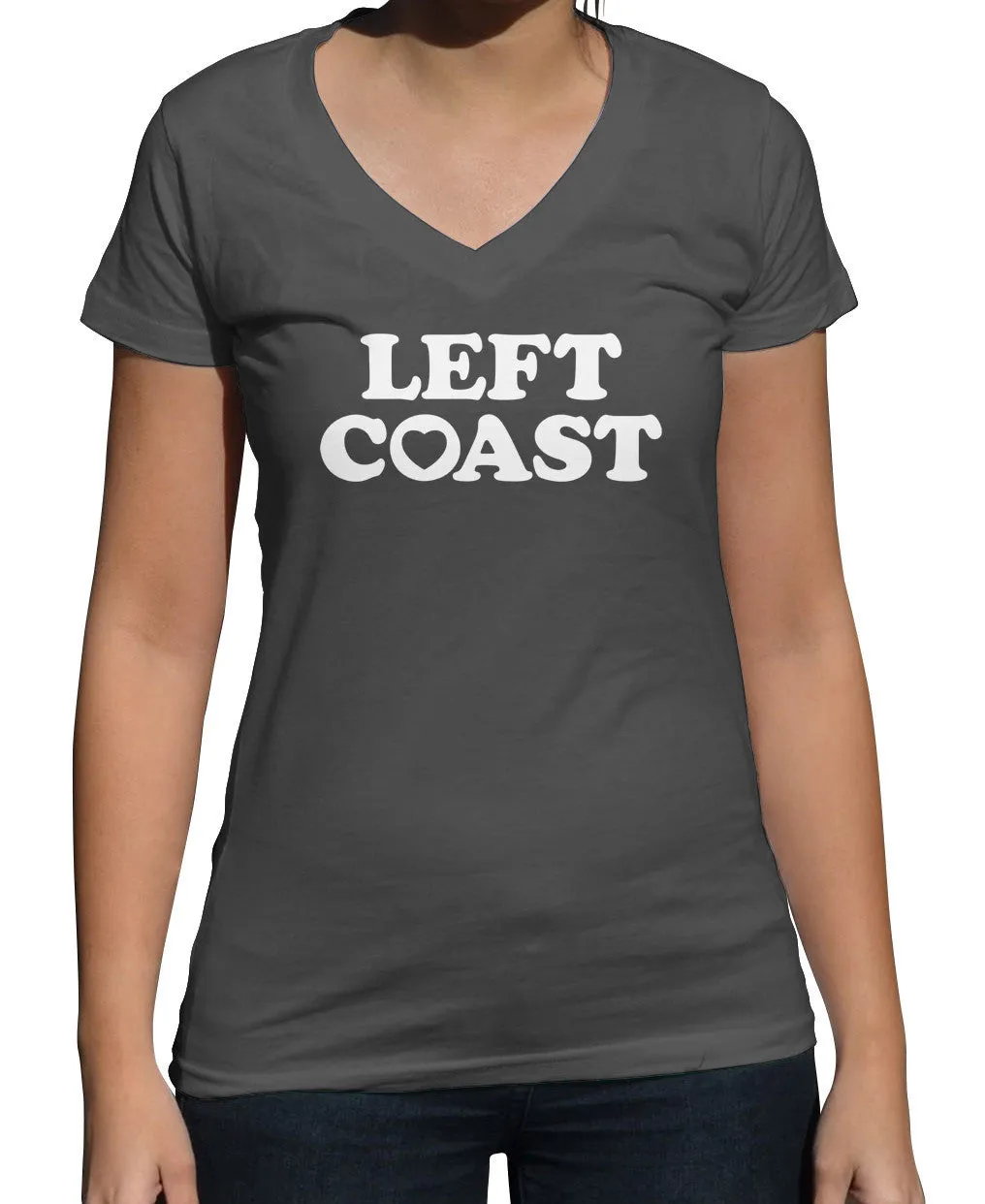 Women's Left Coast Vneck T-Shirt - California Oregon Washingon West Coast