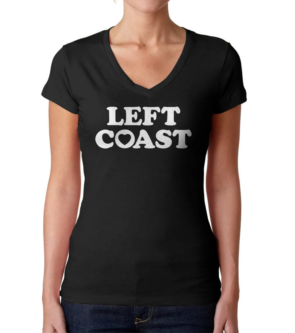 Women's Left Coast Vneck T-Shirt - California Oregon Washingon West Coast