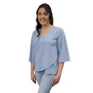 WOMEN'S LIVV TOP BELL SLEEVE HEMP SKY BLUE