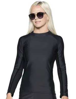 Women's Long Sleeve Rash Guard (Regular & Plus Size) - Black