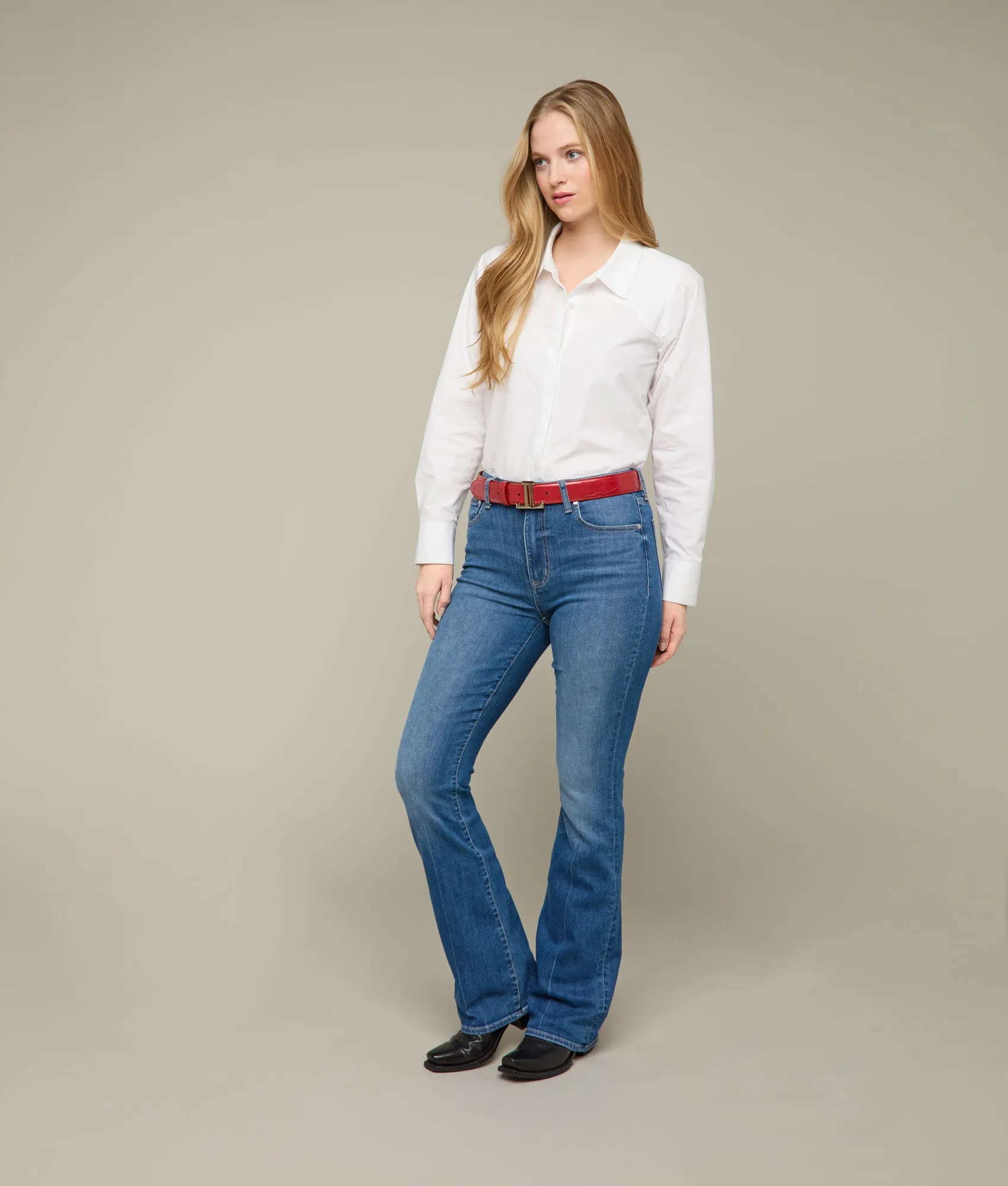 Women's Mirrored L Belt :: Tristan Red