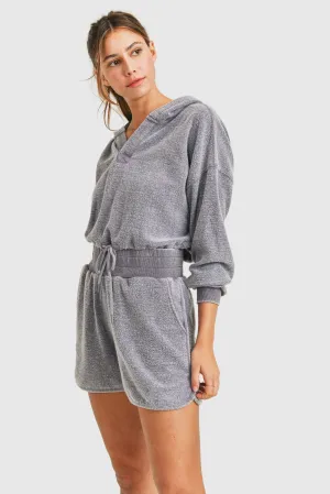Women's Mono B | Crop Hoodie | Plum Grey
