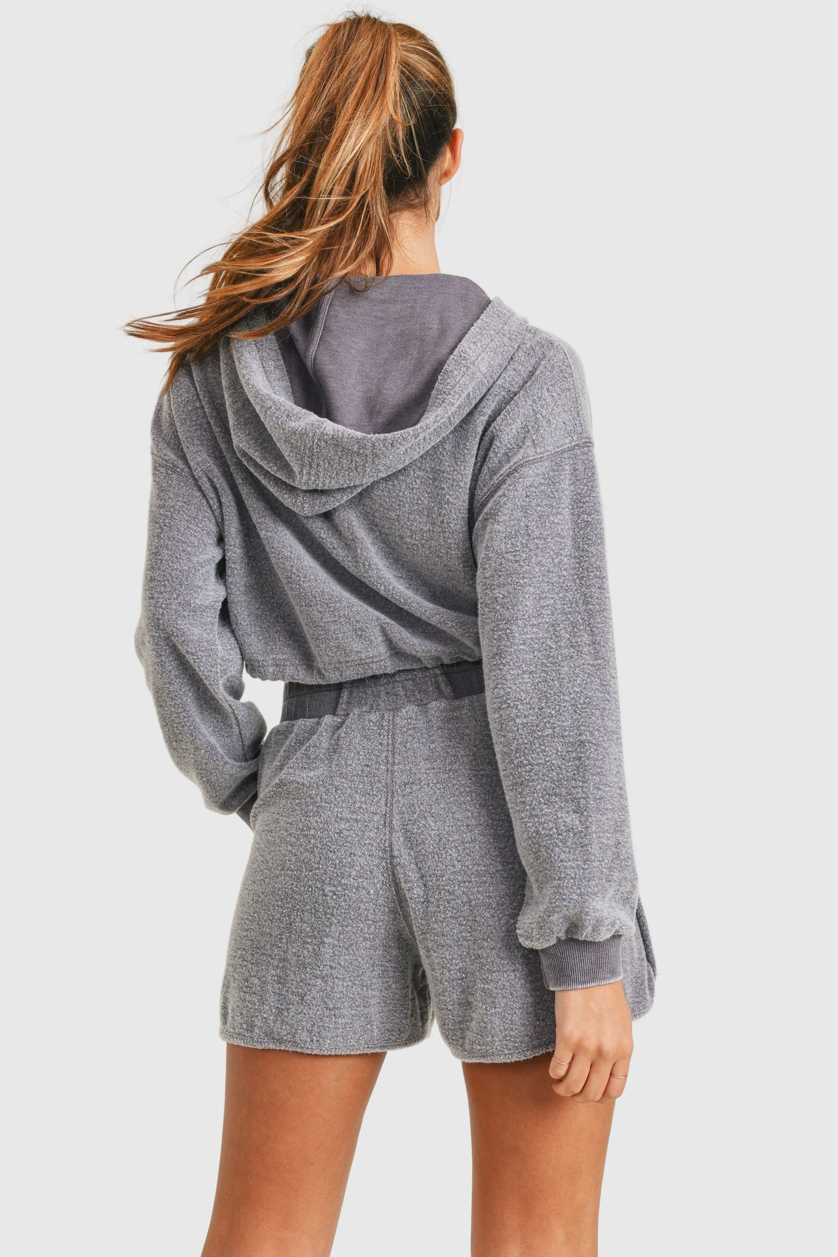 Women's Mono B | Crop Hoodie | Plum Grey