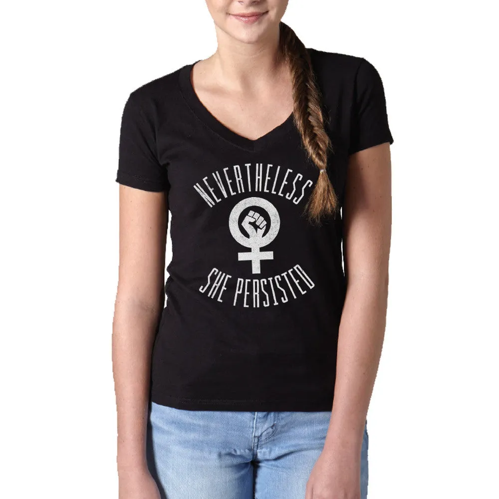 Women's Nevertheless She Persisted Vneck T-Shirt - Elizabeth Warren