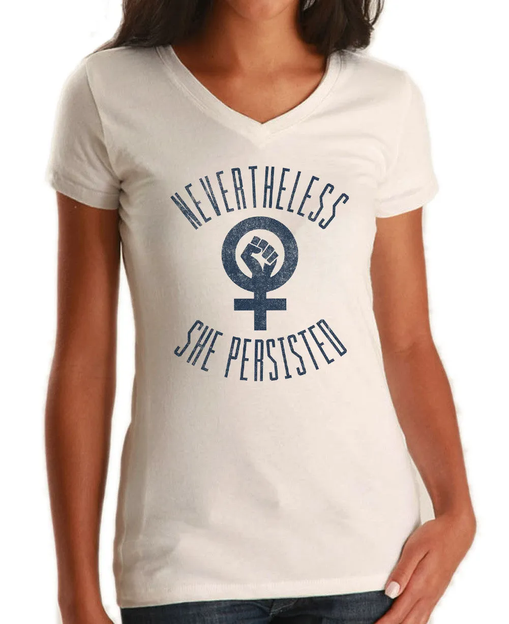 Women's Nevertheless She Persisted Vneck T-Shirt - Elizabeth Warren