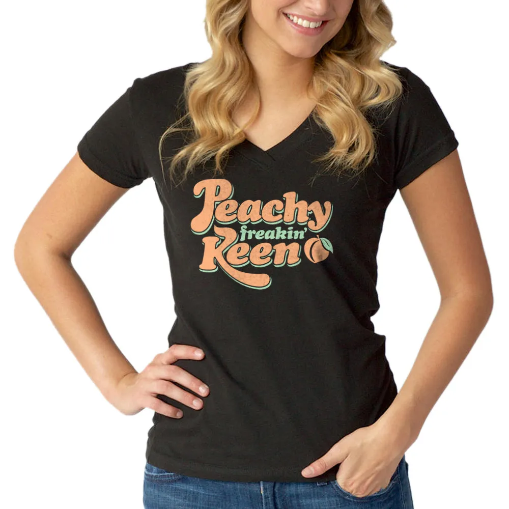 Women's Peachy Freakin' Keen Vneck T-Shirt
