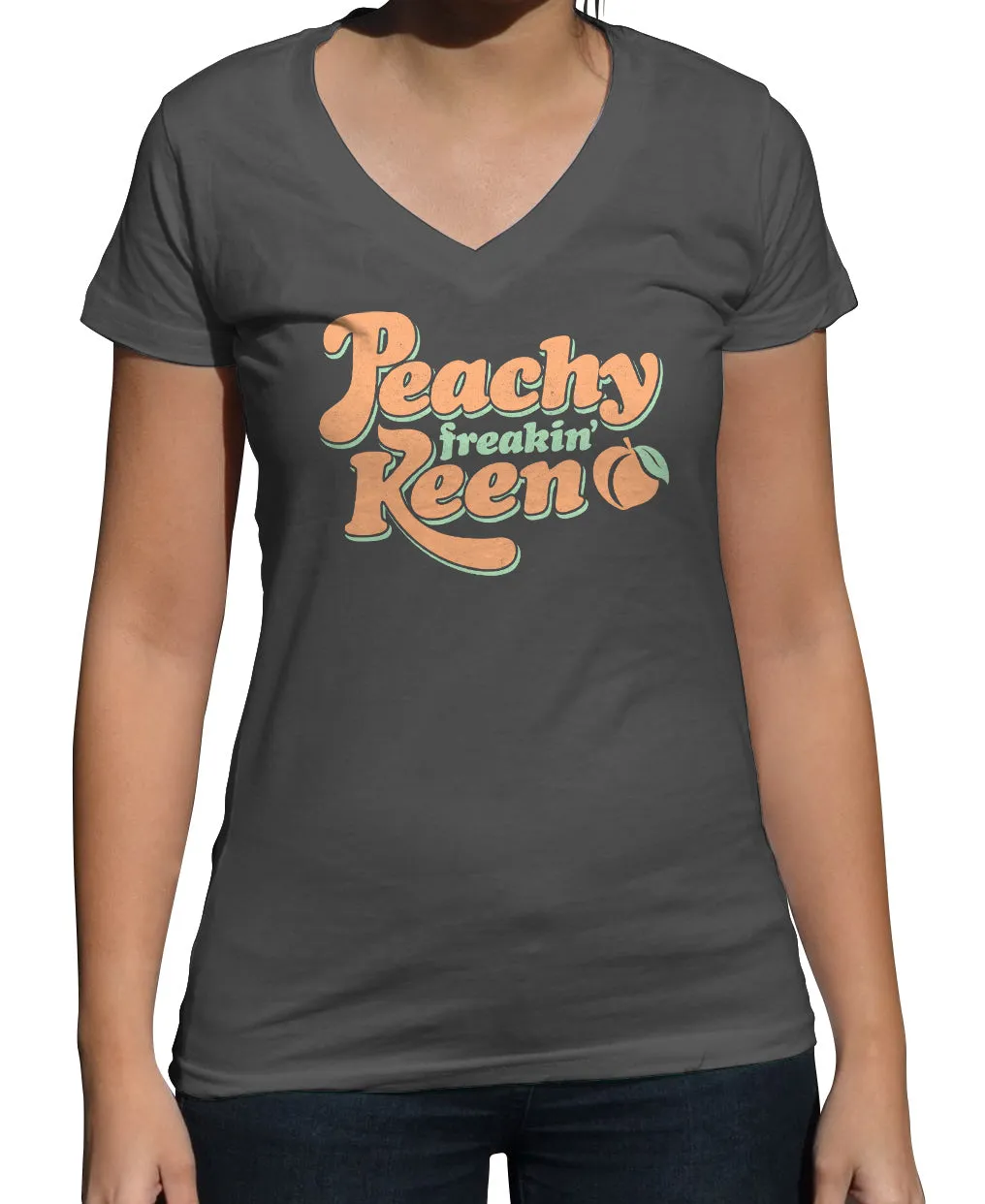 Women's Peachy Freakin' Keen Vneck T-Shirt