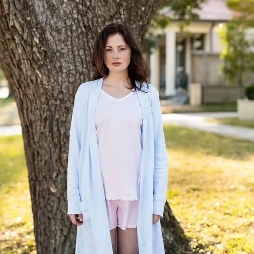 Women's Pima Cotton Lounge Robe | Lt Blue
