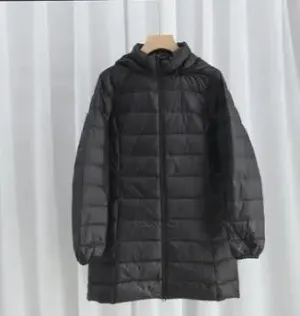 Women's Plus Size Down Puffer Jacket Detachable Hood Light Thin White Duck Down Winter Jacket Long Warm Puffer Outerwear