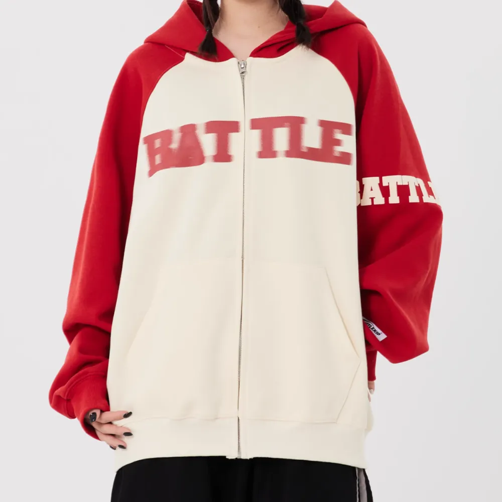 Women's Preppy Blurred Letter Patch Hoodie