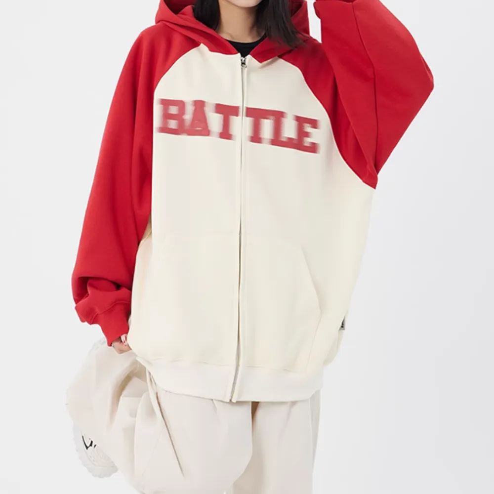 Women's Preppy Blurred Letter Patch Hoodie