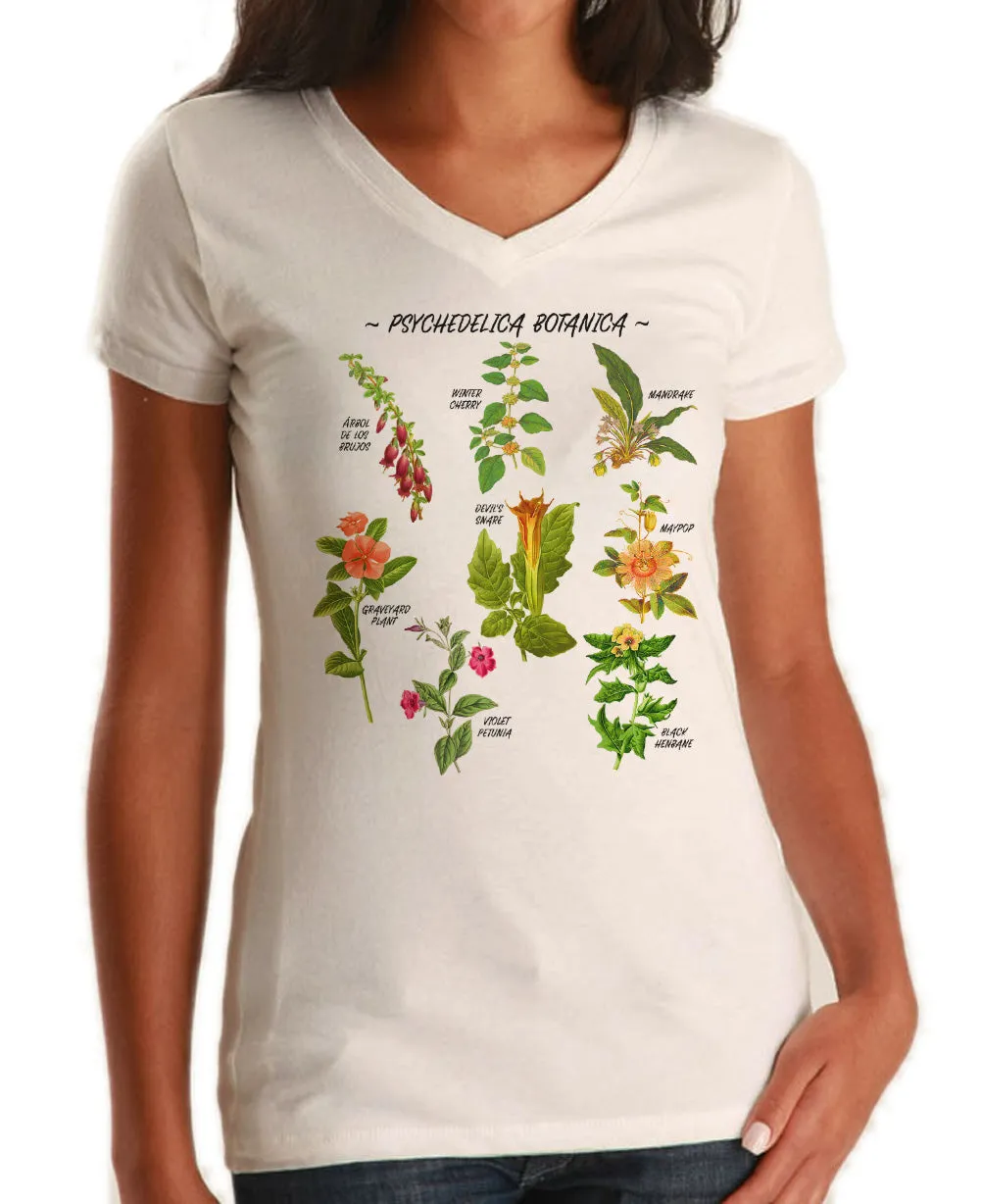 Women's Psychedelica Botanica Vneck T-Shirt