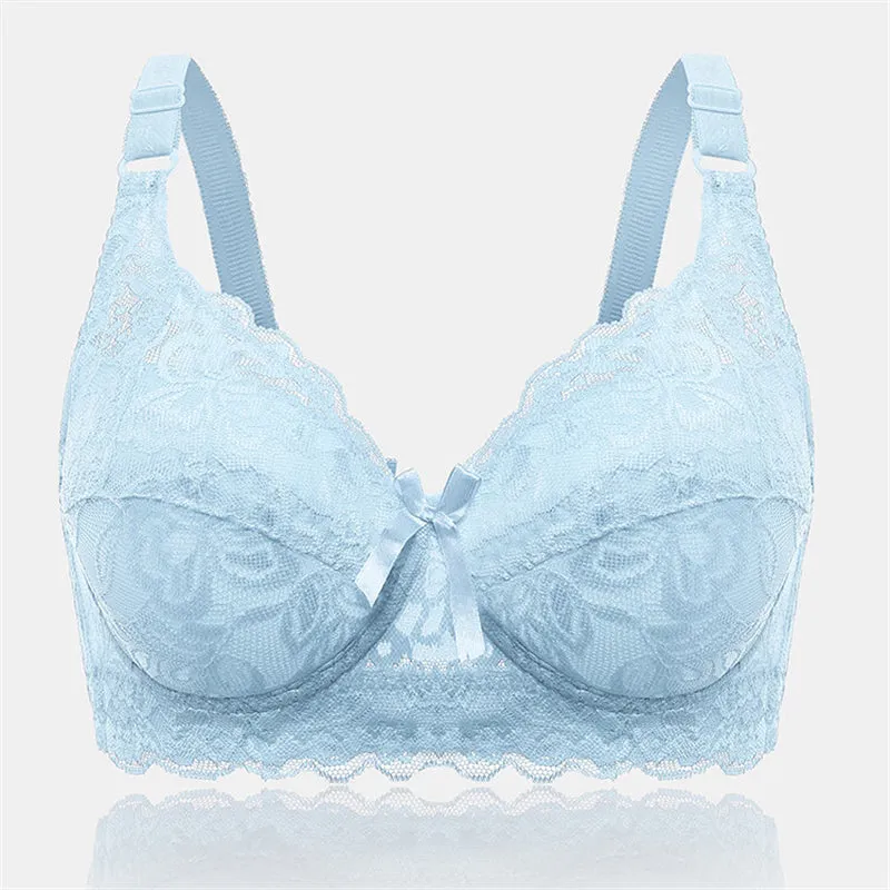 Women's Push Up Comfortable Floral Lace Bras - Pink