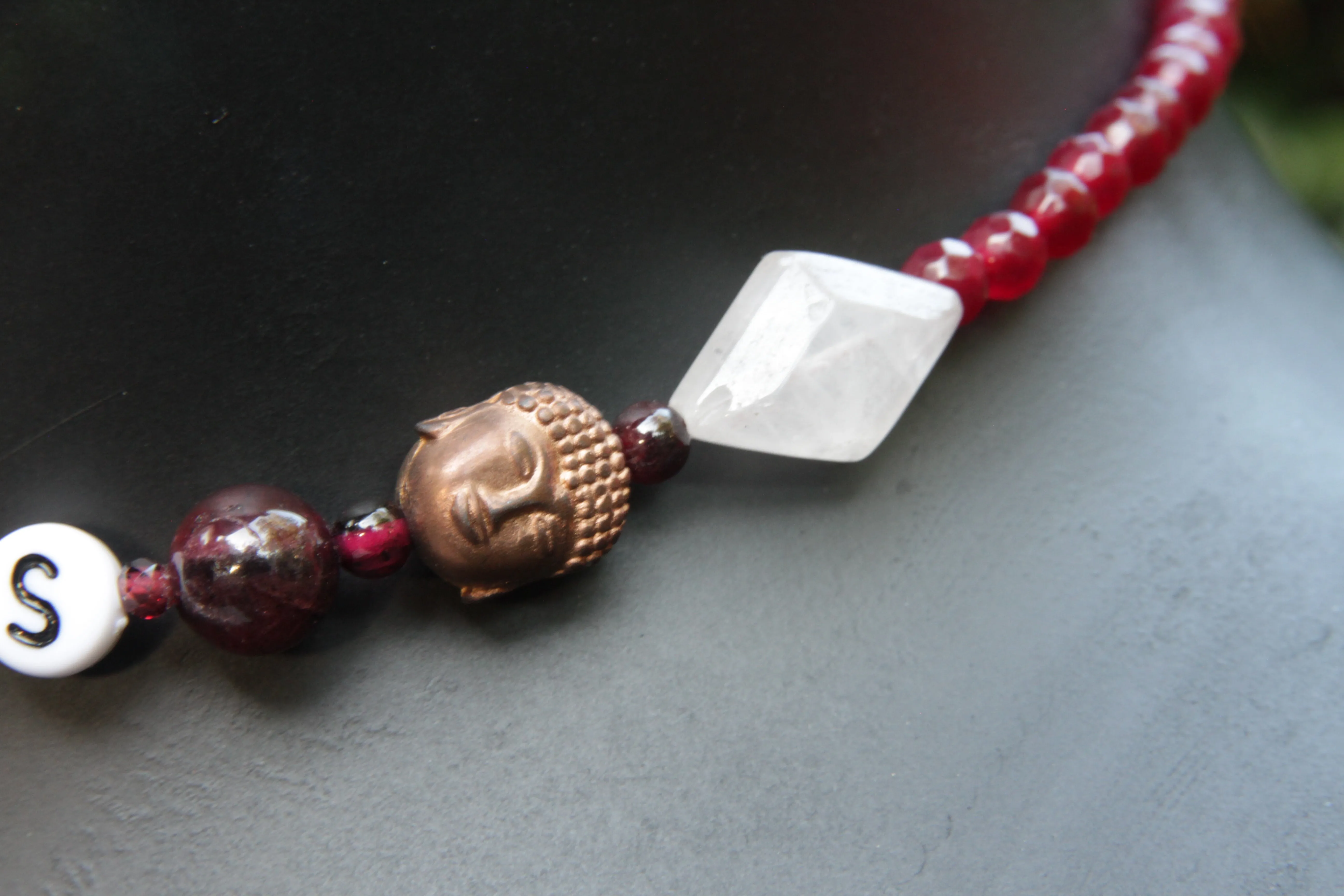 Women’s Red Jade & Rose Quartz “ GODDESS” necklace