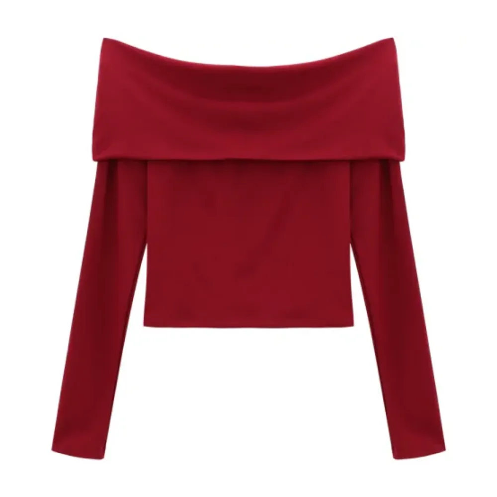 Women's  Retro Red One Shoulder Long Sleeve