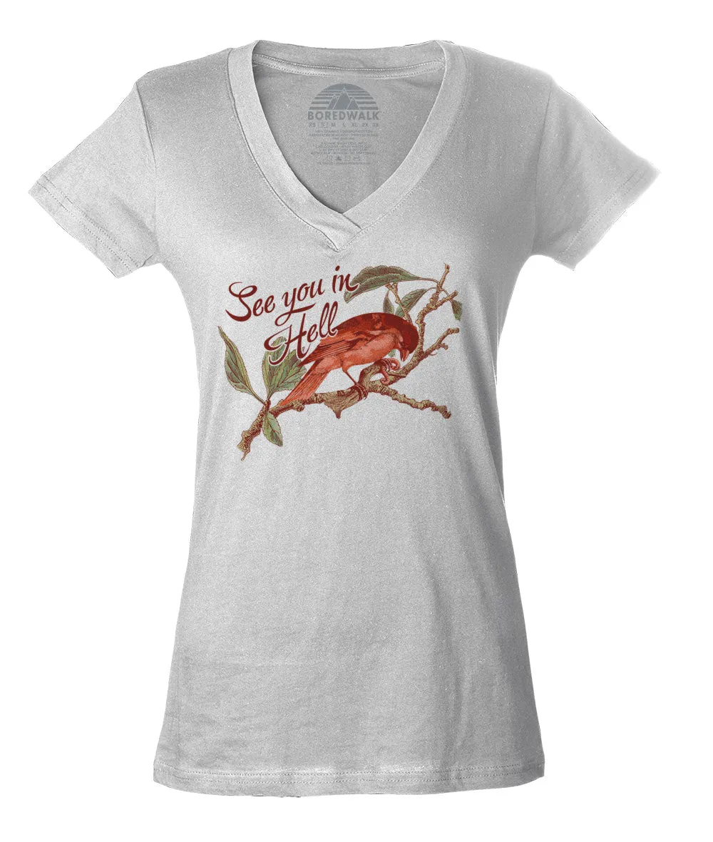 Women's See You In Hell Bird Vneck T-Shirt