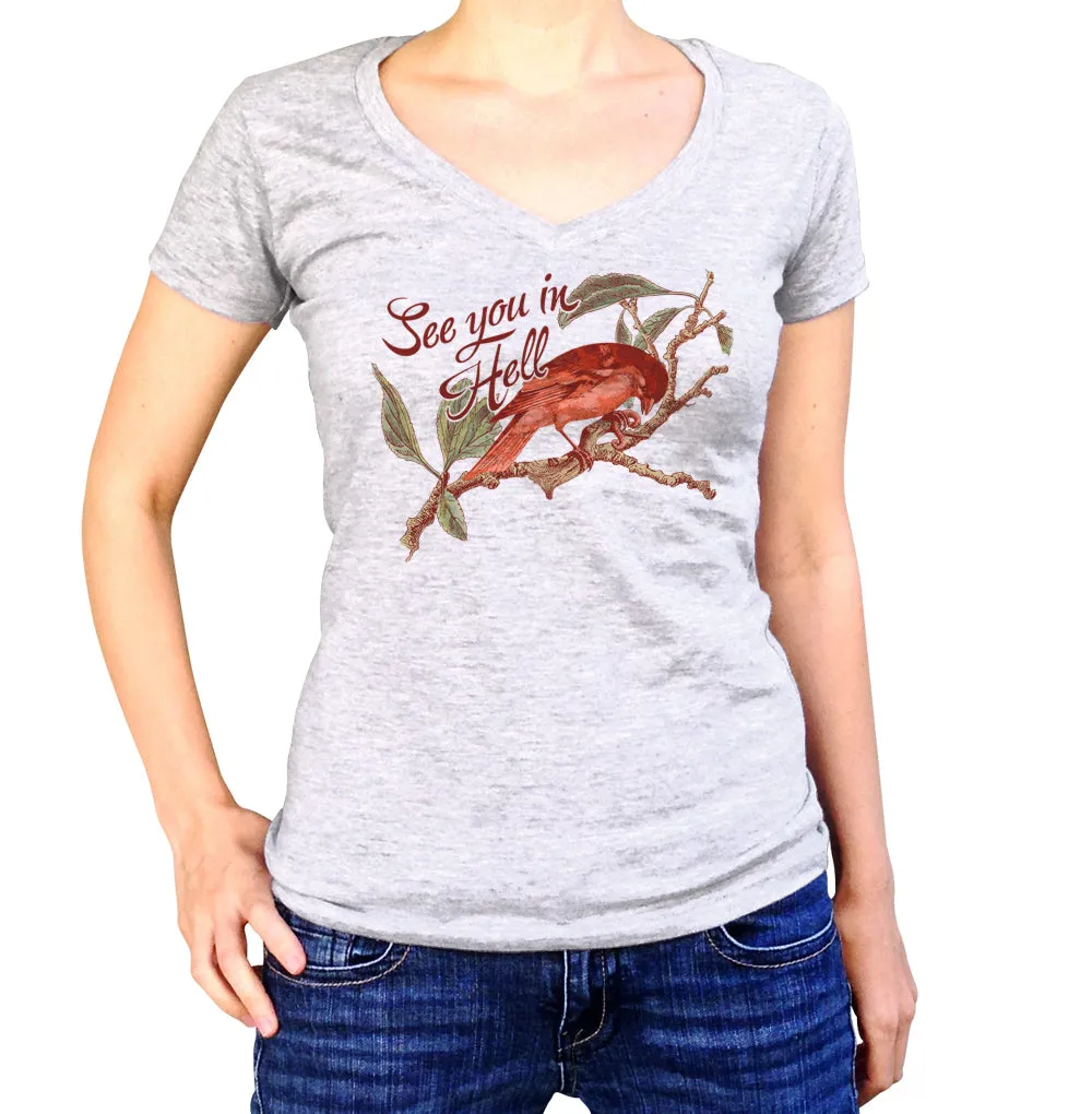 Women's See You In Hell Bird Vneck T-Shirt