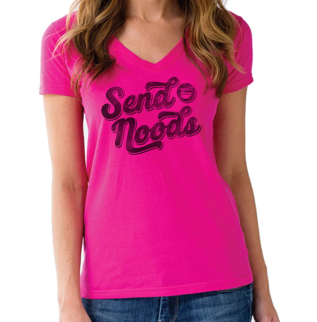 Women's Send Noods Vneck T-Shirt - Asian Food Pho Ramen