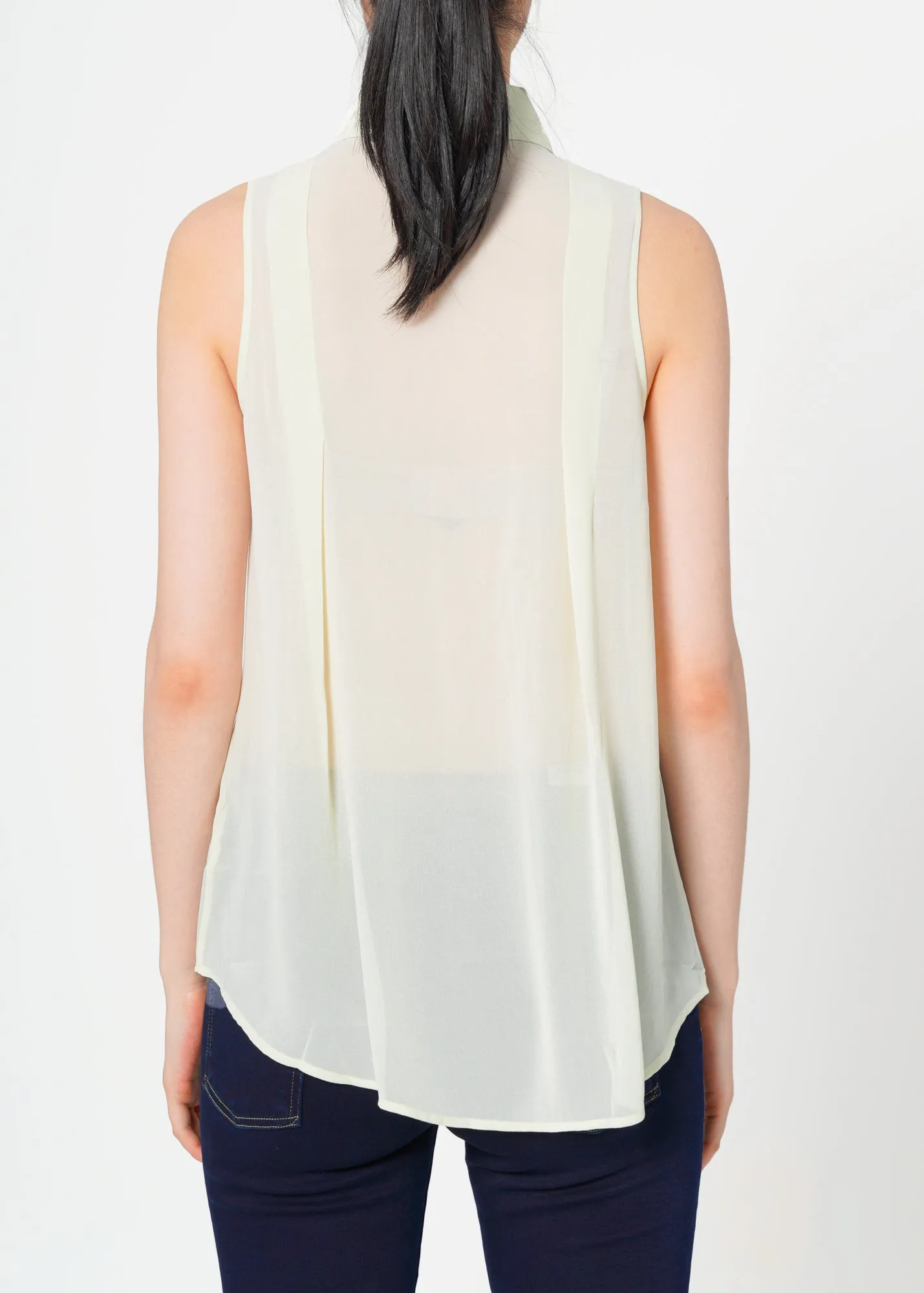 Women's Sleeveless Button Up Sheer Blouse