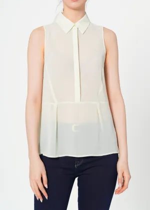 Women's Sleeveless Button Up Sheer Blouse